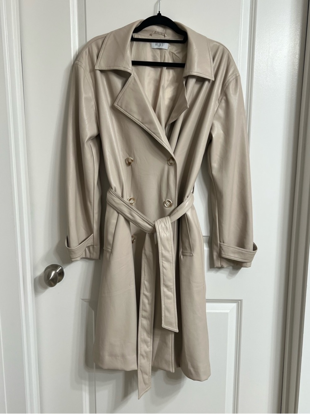 NWOT Reset Faux Leather Brianna Trench Coat in Tan size M